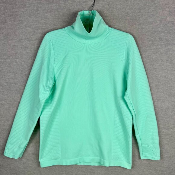 Athleta Plus 1X Flurry Blizzard Seamless Rib Turtleneck Wintergreen Mint - Picture 4 of 15